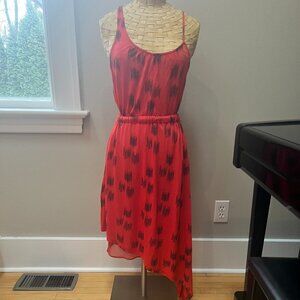 Gentle Fawn Orange/Black Asymmetrical Dress, Size xs